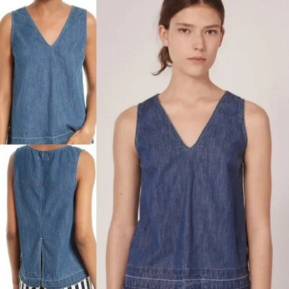 Rag & Bone/JEAN Denim Tank Top Raw Hem Made in USA XS - Picture 10 of 10